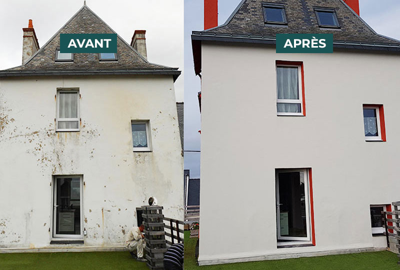 Ravalement peinture façade - Les Savoyards Orticat en Savoie (73) : Nettoyage façade, traitement anti-mousse, démoussage et Ravalement peinture façade en Savoie (73)